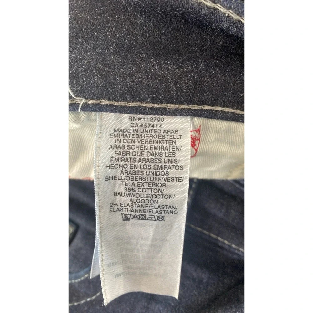 True Religion Jeans Men 42X33 Blue Denim‎ Moto Slim Run Stitch Double Knee